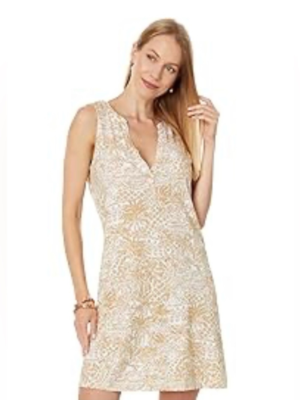 LILLY PULITZER Dev Dress Sand Bar Palm Beach Paradise - XL Beige/White